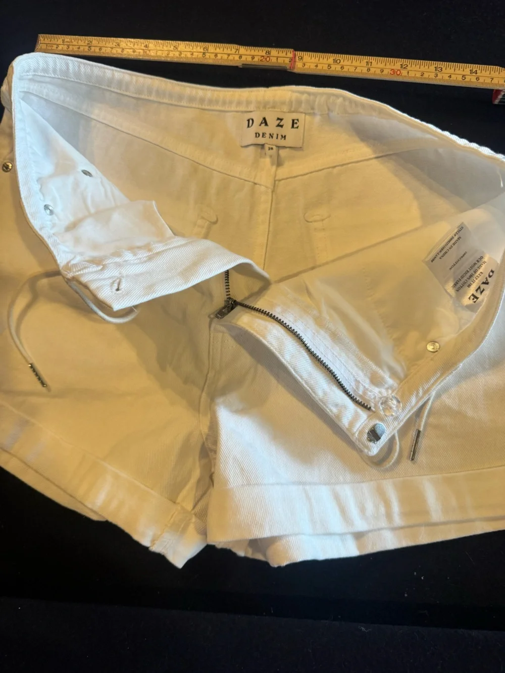 DAZE White Drawstring Denim Athletic Shorts
